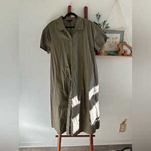 Banana Republic Olive Green Button-Up Dress